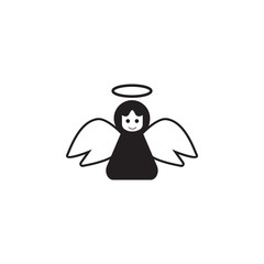 Angel icon with holy. Christmas or New Year element. Premium quality graphic design. Signs, outline symbols collection, simple icon for websites, web design, mobile app