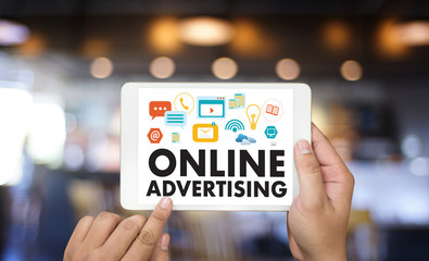 Fototapeta na wymiar ONLINE ADVERTISING Website Marketing , Update Trends Advertising , Online Business Content Strategy