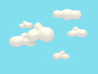 abstract blue background cartoon white cloud blue sky nature 3d rendering