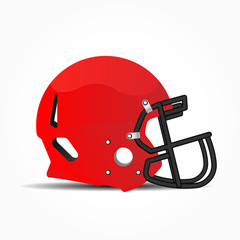 Sports helmet for American football. Red and Black Mask to protect the face in the game. Flat vector illustration EPS 10