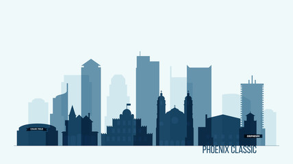 Phoenix skyline with buildings vector illustration