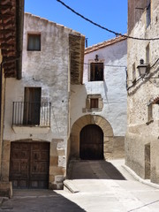 Fototapeta na wymiar Puertomingalvo. Pueblo en Parque Cultural del Maestrazgo en la comarca de Gúdar-Javalambre, en la provincia de Teruel en Aragón, España