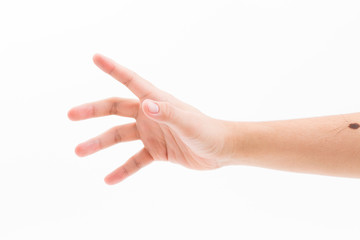 Man hand isolated on white background, clipping path