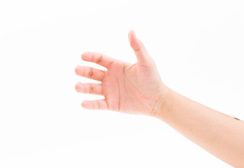 Man hand isolated on white background, clipping path