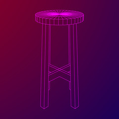 Bar stool furniture wireframe blueprint. Linear outline vector illustration. Bar chair. High chair. Bar interior design.