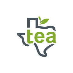 Texas Line Maps with Tea Letter Inside Logo Vector