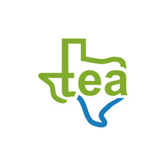 Texas Line Maps with Tea Letter Inside Logo Vector