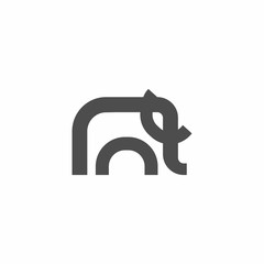 Simple Grey Elephant Icon Iconic Logo Vector