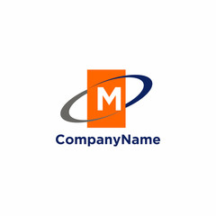 Orange Square with Abc Letter Initial Logo Vector