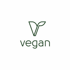 Green Vegan Logo Vector