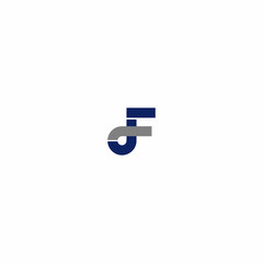 Blue F JF DF Letter Initial Logo Vector