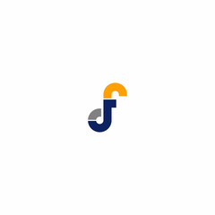 Blue F JF DF Letter Initial Logo Vector