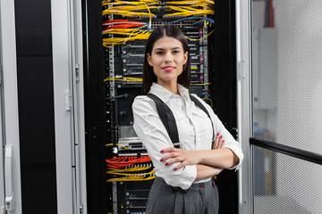 Portrait of woman in server room