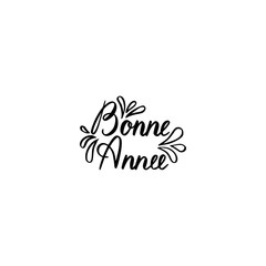 Fototapeta premium Hand brush lettering happy new year with patterns on French