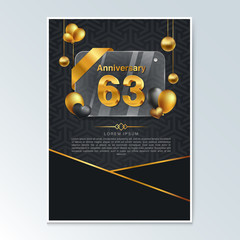 63th anniversary decorated greeting card template