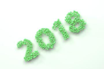 2018 number from green balls on white background