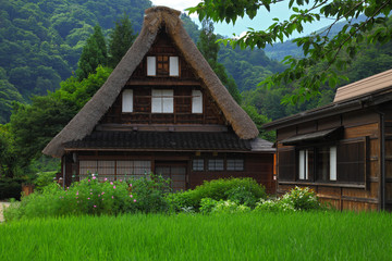 Fototapeta na wymiar Spring at Shirakawa-go village and vicinity 
