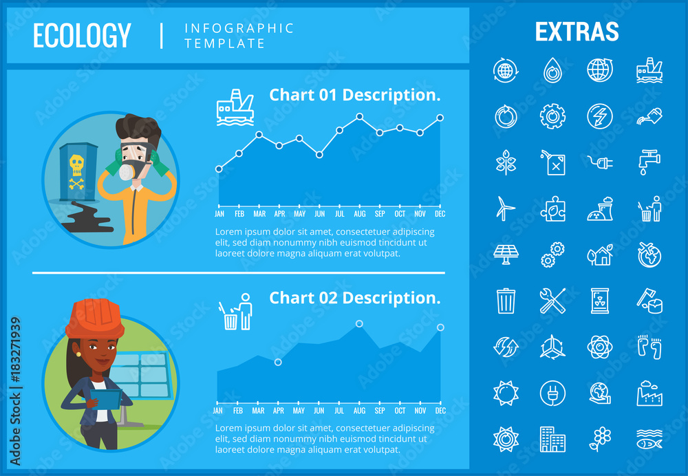 Canvas Prints Ecology infographic template, elements and icons. Infograph includes customizable charts, graphs, line icon set with resources of green energy, environmental cycle, water and sun power, factory etc.