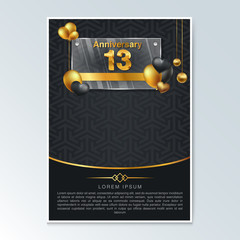 13th anniversary decorated greeting card template