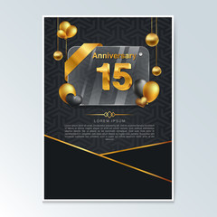 15th anniversary decorated greeting card template