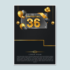 36th anniversary decorated greeting card template