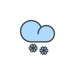 Snowfall cloud filled outline icon, line vector sign, linear colorful pictogram isolated on white. Snowy winter weather symbol, logo illustration. Pixel perfect vector graphics