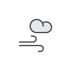 Wind and cloud filled outline icon, line vector sign, linear colorful pictogram isolated on white. Windy weather symbol, logo illustration. Pixel perfect vector graphics