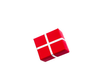Red New Year gift isolate on white background