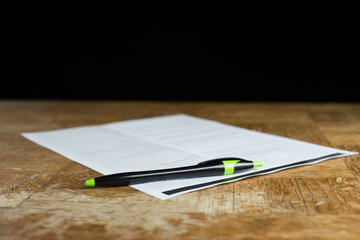 black pen on paper document