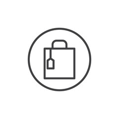Shopping bag with price tag line icon