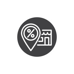 Discount store location pin icon vector