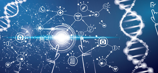 Medicine and Science Background with DNA Molecule Structure.