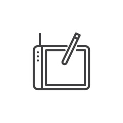 Designers graphic tablet and pen line icon