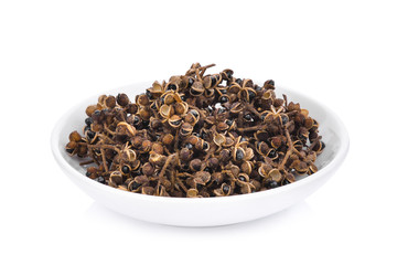 zanthozylum limonella alston in the white plate isolated on white background