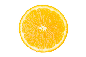 beautiful round piece of orange citrus fruit, isolated on white