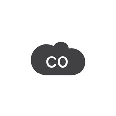 Obraz premium CO gas cloud icon vector, filled flat sign, solid pictogram isolated on white. Carbon monoxide formula symbol, logo illustration.