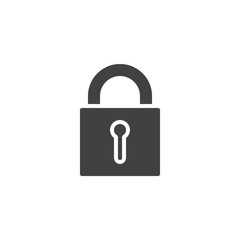 Padlock icon vector, filled flat sign, solid pictogram isolated on white. Lock symbol, logo illustration.