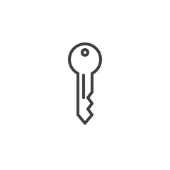 Key line icon, outline vector sign, linear style pictogram isolated on white. Door key symbol, logo illustration. Editable stroke