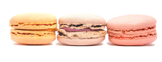 Appetizing cakes macaroons, isolate, close up