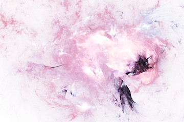 Abstract colorful rose shapes on white background. Fantasy fractal texture. 3D rendering.