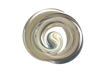 Abstract swirling grey and beige lines on white background. Fantasy fractal design. 3D rendering.