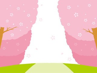桜並木　背景イラスト