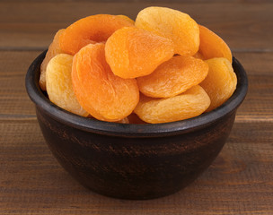 Dried apricots in the bowl