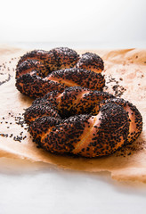 Fresh Turkish bagel on a white background.