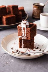 Chocolate Brownie with Ice Cream and Chocolate.