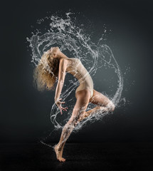 Obraz na płótnie Canvas One person, gymnastic, dancer, woman in dynamic beautiful action