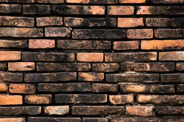 Old red color brick wall textured background