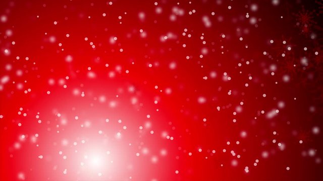 Red falling snowflakes Christmas magic winter motion background. Video animation Ultra HD 4K 3840x2160