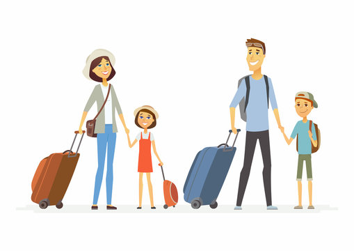 Family on holiday - cartoon people characters isolated illustration