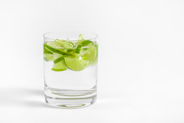 Glass with Water on White Background